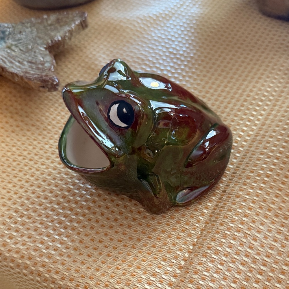 Vintage Handmade Ceramic Frog Sponge Holder